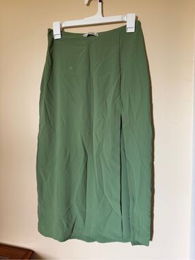 Abercrombie & Fitch Olive Green Midi Skirt with Side Slit